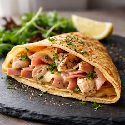 Chicken and ham crepe