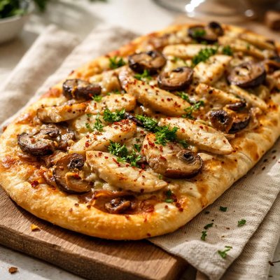 Chicken and mushroom flatbread