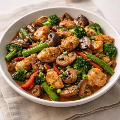 Chicken and mushroom stir fry