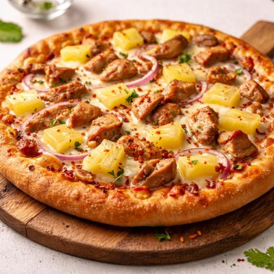 Chicken and pineapple pizza