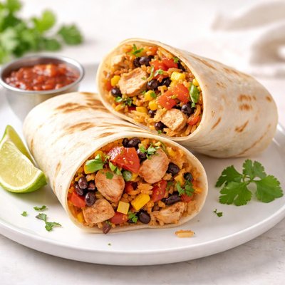 Chicken and rice buritto