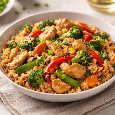 Chicken and rice stir fry
