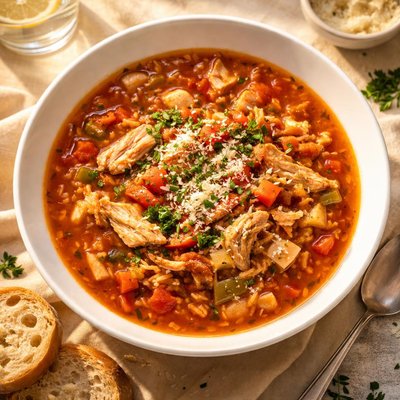 Chicken and rice tomato soup