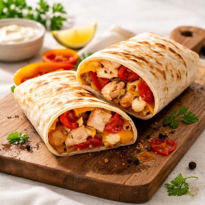 Chicken and roasted pepper dunkin wrap