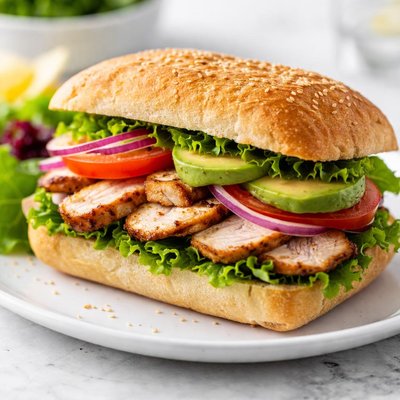 Chicken and salad sandwich