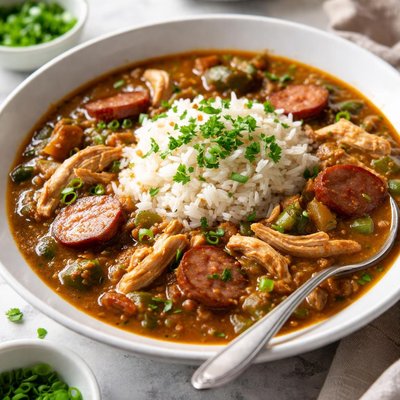 Chicken and sausage gumbo