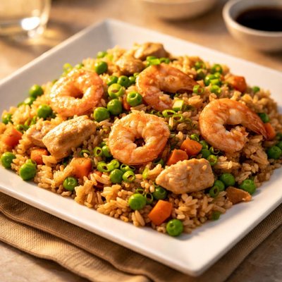 Chicken and shrimp fried rice