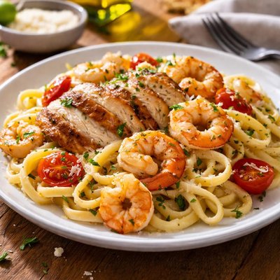 Chicken and shrimp pasta