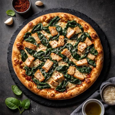Chicken and spinach pizza