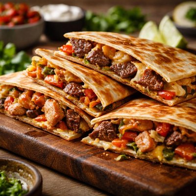Chicken and steak quesadilla