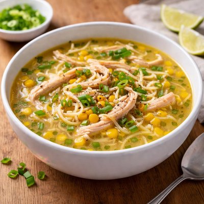 Chicken and sweetcorn noodle soup