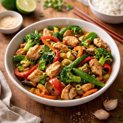 Chicken and vegetables stir-fry