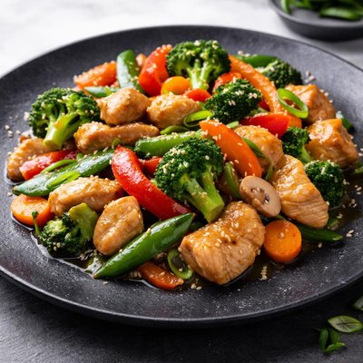 Chicken and vegetables stir fry