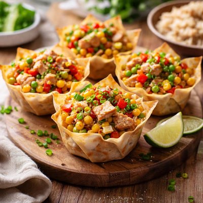 Chicken and veggie rice cups