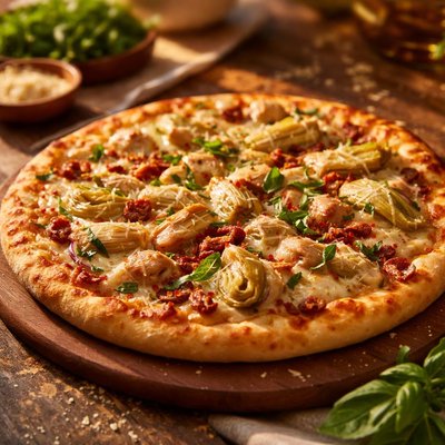 Chicken artichoke pizza
