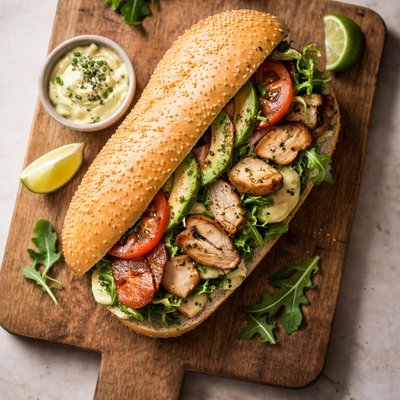 Chicken avocado aioli roll