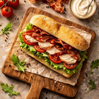 Chicken bacon and mayo sandwich