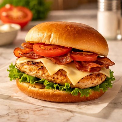 Chicken bacon swiss sandwich