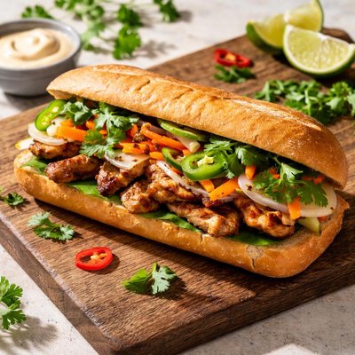 Chicken bahn mi sandwich