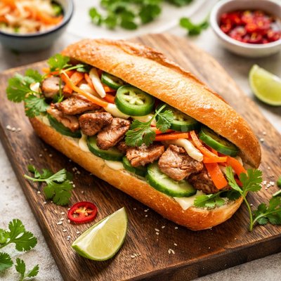 Chicken banh mi sandwich