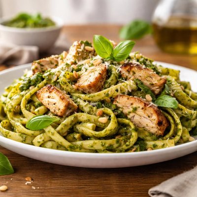Chicken basil pesto pasta