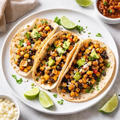 Chicken bean and corn tacos