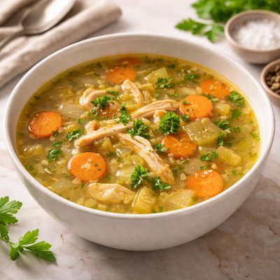 Chicken bone broth soup