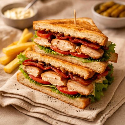 Chicken breast club sandwich
