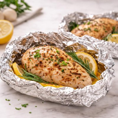 Chicken breast in foil