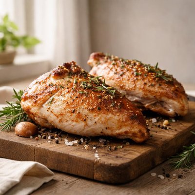 Chicken breast on bone with skin