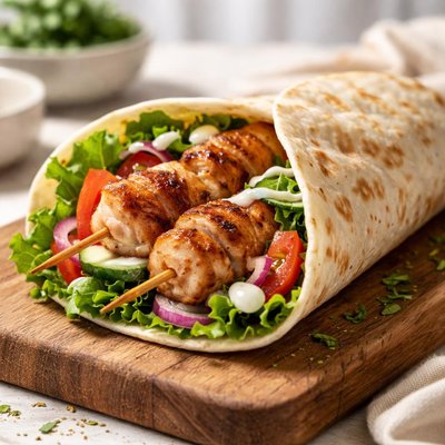 Chicken breast skewer wrap