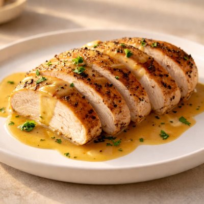 Chicken breast slice with sauce