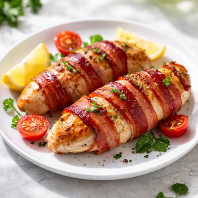 Chicken breast with bacon