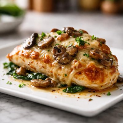 Chicken breast with cheese and mushrooms