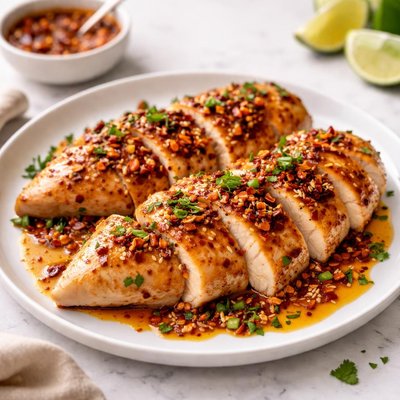 Chicken breast with chili oil