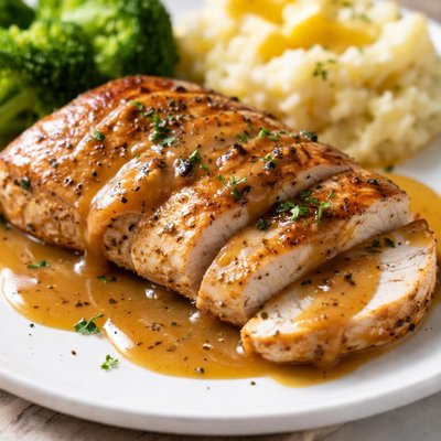 Chicken breast with gravy