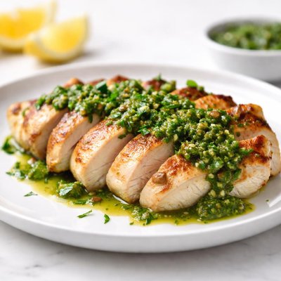Chicken breast with green sauce