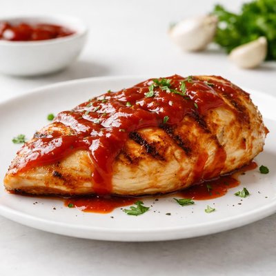 Chicken breast with ketchup