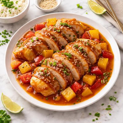 Chicken breast with sweet and sour sauce