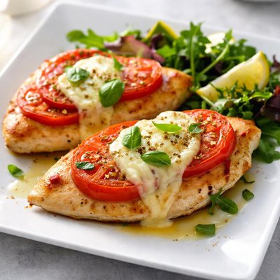 Chicken breast with tomato and cheese