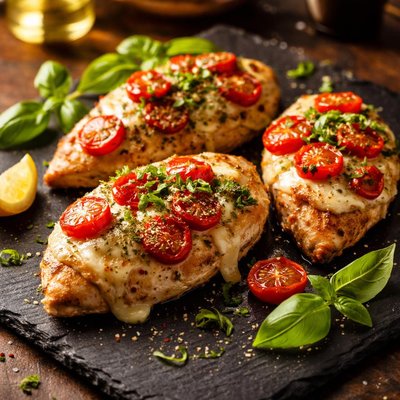 Chicken breast with tomatoes and cheese