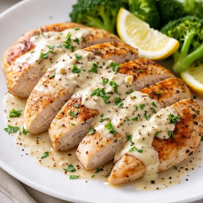 Chicken breast with white sauce