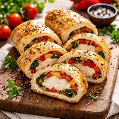 Chicken bret and pepper roll