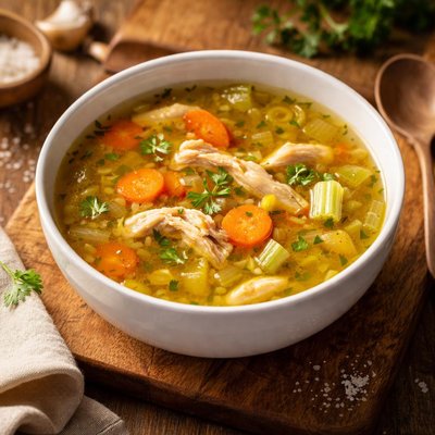 Chicken broth with carots abd celery