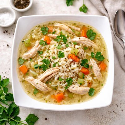 Chicken broth with rice