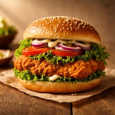 Chicken burger with lettuce