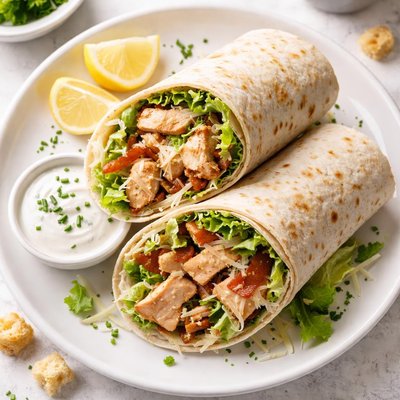 Chicken caesar bacon salad ranch wrap
