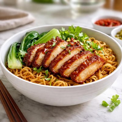 Chicken char siew noodles