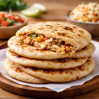 Chicken cheese and vegetable pupusa