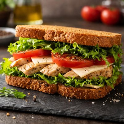 Chicken cheese tomato salad sandwich